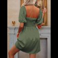 thumbnail image 4 of Vestido Bohemio de Corta Abullonada para Mujer, Escote Cuadrado, Corte A, Verde, Talla S, 4 of 8
