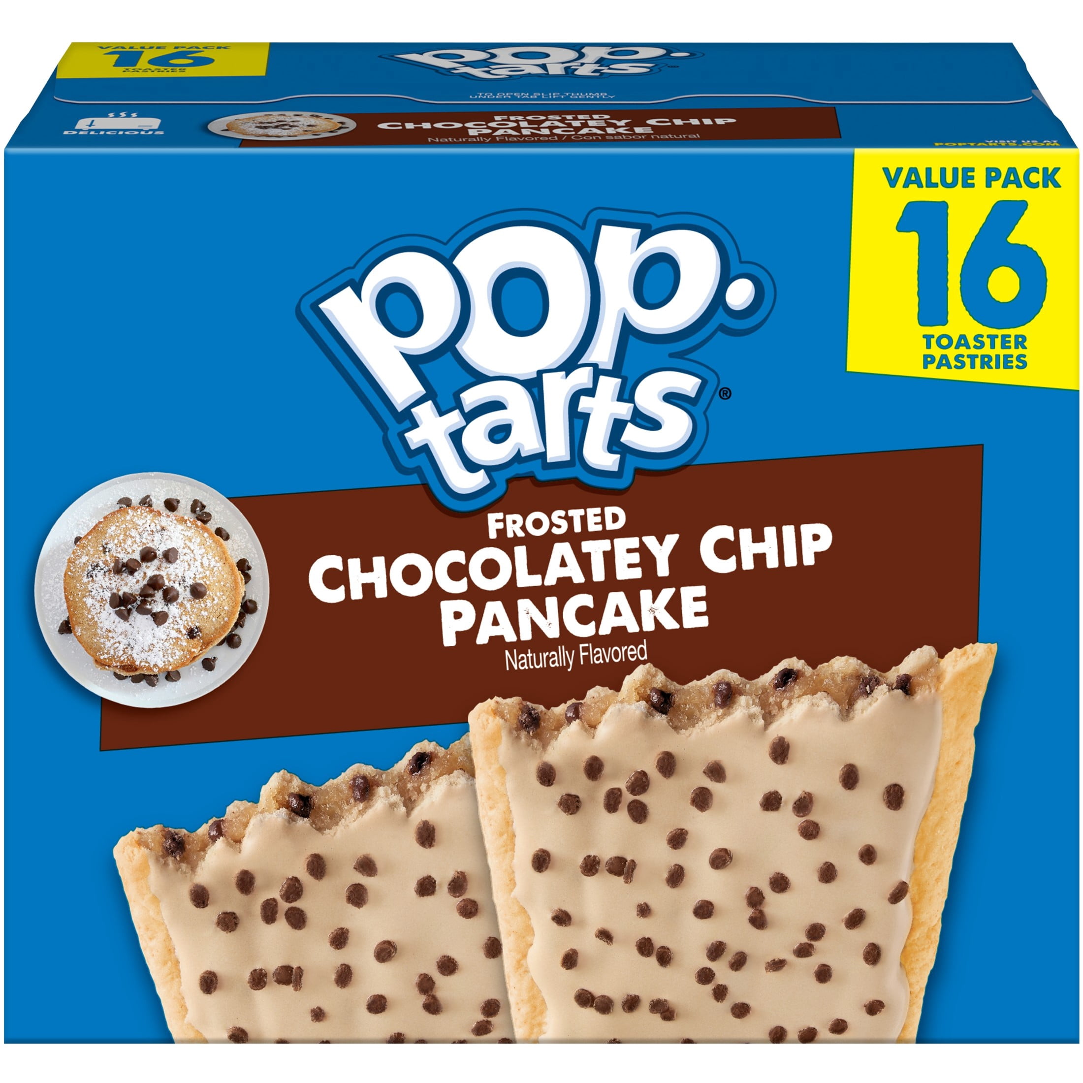 (8 pack) Pop-Tarts Frosted Chocolatey Chip Pancake Toaster Pastries, Breakfast Foods, Shelf-Stable, 27 oz (16 Count)