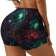 thumbnail image 1 of Balery Red And Green Carnation Pantalones cortos de entrenamiento estampados para mujer, sin costuras, ajustados, para gimnasio, yoga, correr, deportes, ejercicio activo, fitness.-X-Large, 1 of 8