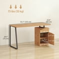 thumbnail image 2 of HOMCOM 53 Inch Computer Desk, Writing Table with Cabinet, Drawer, Adjustable Shelf for Home Office Study, Natural Wood, 2 of 7
