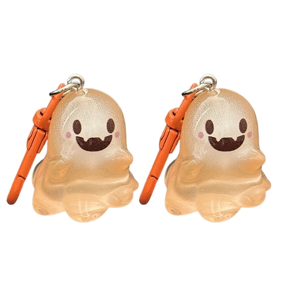 Loamitoy 2Pcs Halloween Glow-in-the-Dark Ghost Keychain, Luminous Ghost Key Ring Pendant, Decorative Charm for Backpacks Handbags