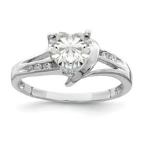 Auriga Fine Jewelry 925 Sterling Silver CZ Heart Ring Size 6 Valentine's Day Gift for Women
