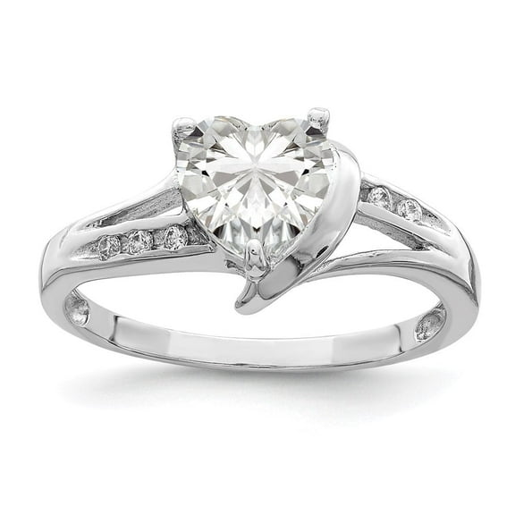 Auriga Fine Jewelry 925 Sterling Silver CZ Heart Ring Size 7 Valentine's Day Gift for Women
