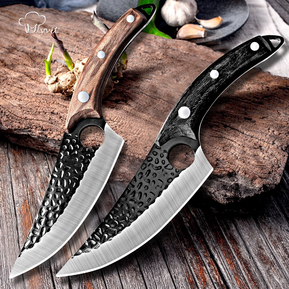 Topfeel 3PCS Viking Knife Set with Sheath Hand Forged Boning Knife Butcher  Meat Cleaver Knife Japan Kitchen Knife for Home, Outdoor, BBQ, Camping