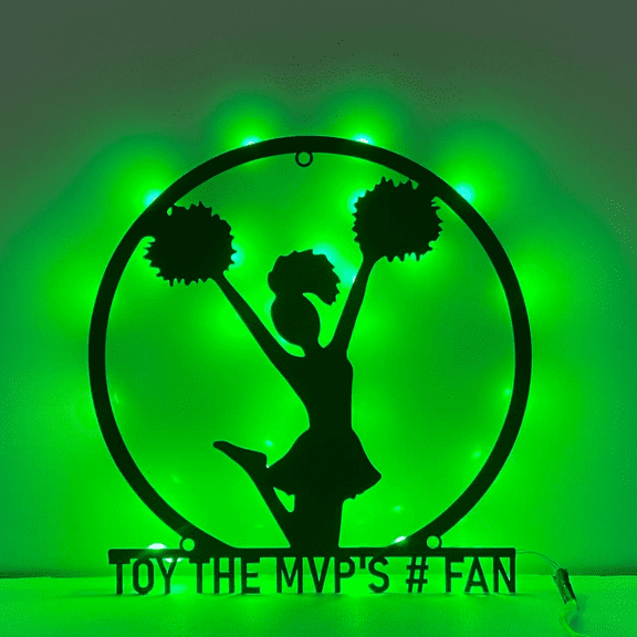 Craftnamesign Custom Cheerleader Metal LED Light, Cheerleader Metal Wall Art Sign