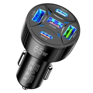Riforla 65W Chargeur de voiture Quint Port charge rapide Hub haute puissance 1 à 5 USB Adaptateur de Voiture Rapide Ports pour Smartphones & Dispositifs Chargeur de voiture USB A