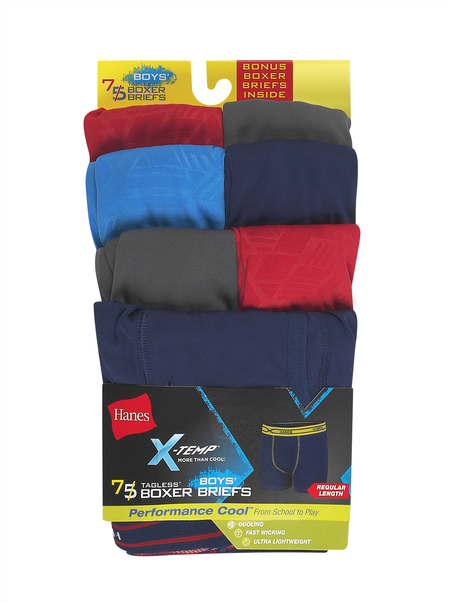 Hanes Boys Underwear, Bonus 5+2 Pack X-Temp Performance Cool Boxer Brief (Little Boys & Big Boys)
