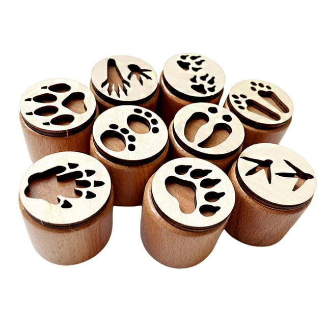 6 sellos de madera estilo vintage, diseño de pensamiento lógico, para scrapbooking decorativo. Beige