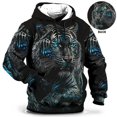 thumbnail image 3 of Nueva sudadera con capucha con estampado 3D de lobo y textura para hombre, de manga larga, informal, holgada, de gran tamaño, para exteriores, Y2k, 3 of 5