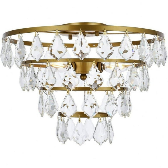 3 Light Flush Mount in Contemporary Style-11 inches Tall and 16 inches Wide-Brass Finish Bailey Street Home 390-Bel-5046953