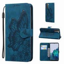 Dteck Galaxy S21 Plus Wallet Case, [Butterfly & Flower Embossed] PU Leather Wallet Case Flip Protective Phone Cover with Card Slots and Kickstand for Samsung Galaxy S21 Plus, Blue