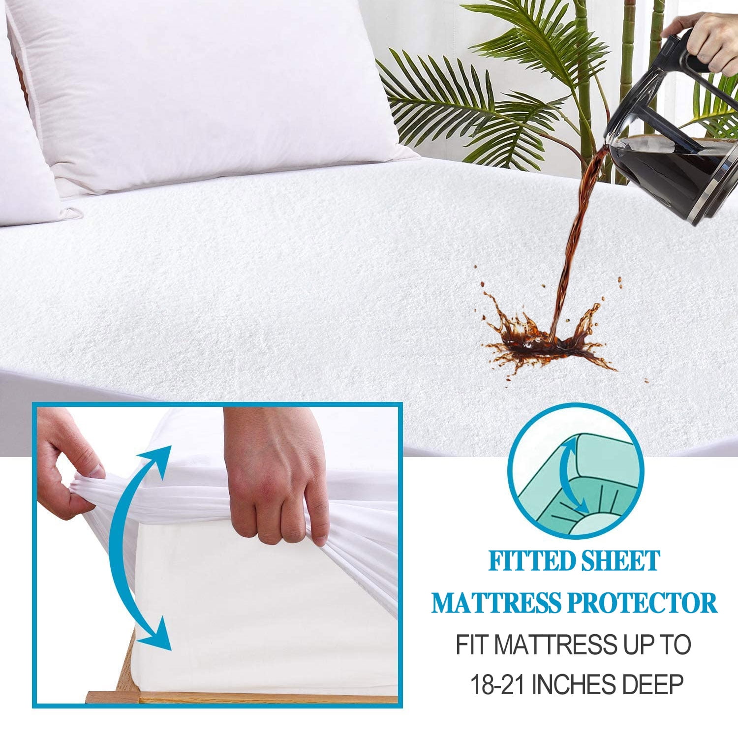Details about   Waterproof Mattress Cover Zipper Queen Full Quilted Dust Fitted Sheet Protector 