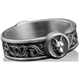 thumbnail image 3 of Fox with Lily Motifs Handmade Band Ring For Men in Sterling Silver, Fox Wedding Ring, Stackable Animal Ring, Anniversary Ring, Memorial Gift, 3 of 5