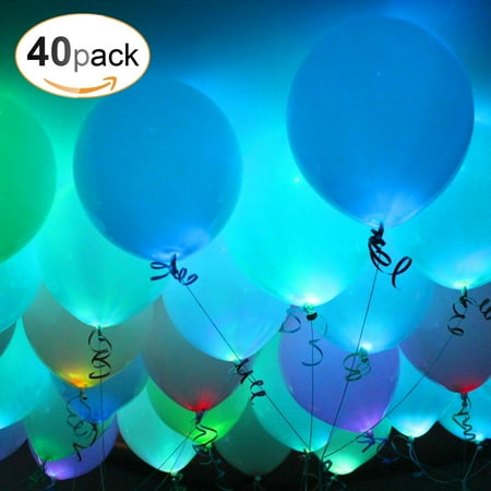 Balloon Blow Up AGPTEK 40PCS Led Balloons Wedding Light Up Balloons with Ribbon for Party Birthday Christmas ()