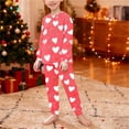 thumbnail image 6 of BLVB Girls Valentines Pajamas Set Pjs Long Sleeve Crewneck Heart Sleepwear Loungewear Sets for Kids 5-16 Years, 6 of 7