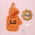 thumbnail image 4 of Arvbitana Infant Halloween Knitted Romper, Pumpkin Face Pattern Long Sleeve Hooded One-piece, 4 of 9