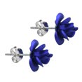 thumbnail image 2 of Gorgeous Blooming Rose Violet Resin on Sterling Silver Stud Earrings, 2 of 2