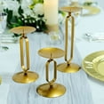 thumbnail image 2 of Efavormart Set of 3 | Gold Metal Geometric Oval Design Pillar Candle Holder Stands, Candle Centerpieces - Assorted Sizes, 2 of 11