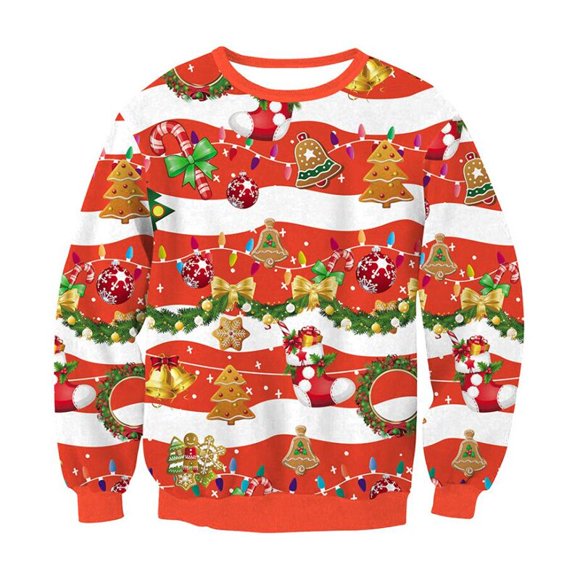 Men Women Ugly Christmas Sweater 3D Funny Christmas Cat Reindeer Santa Print Xmas Jumpers Tops Pullover Holiday Party Sweatshirt