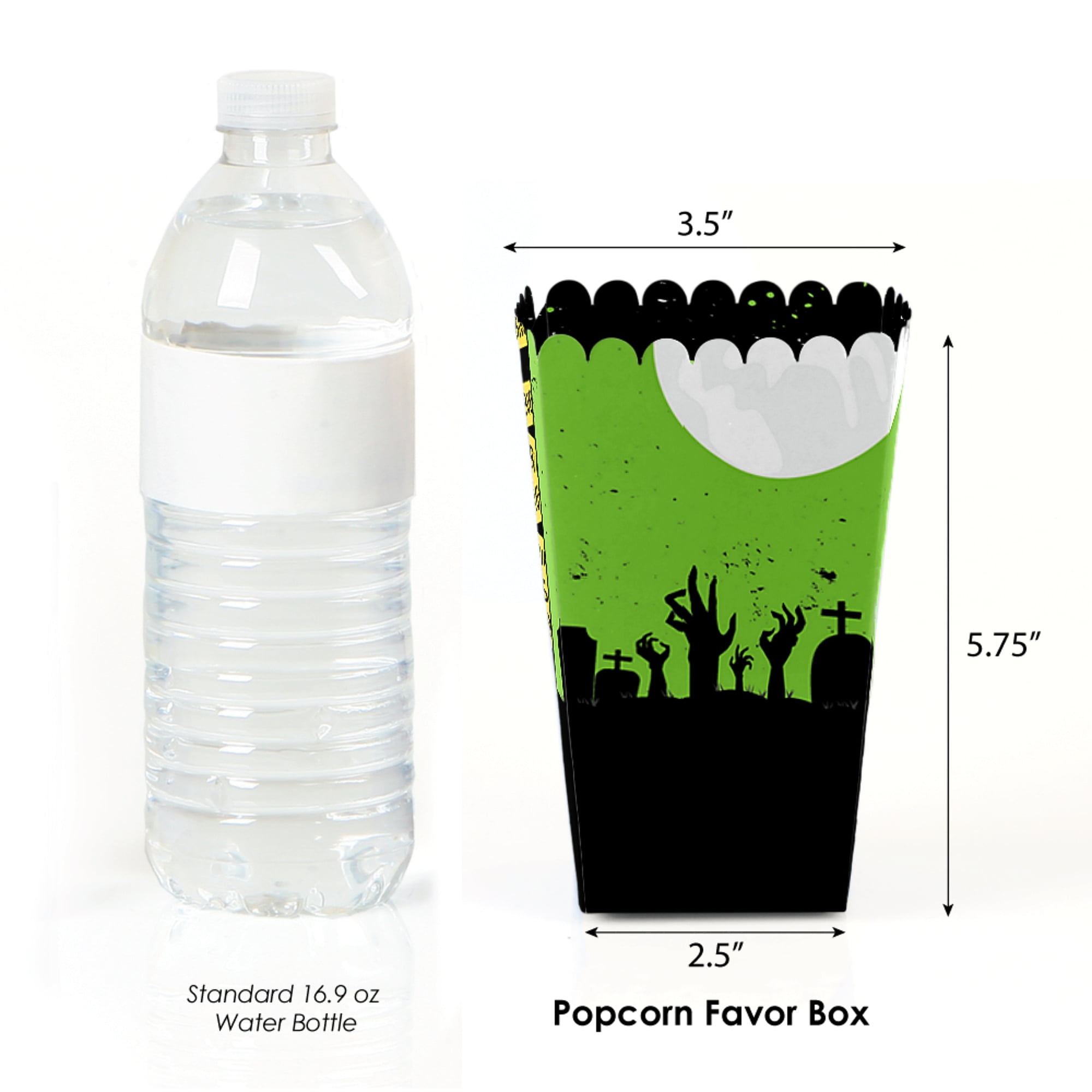 Set of 12 Halloween or Birthday Zombie Crawl Party Favor Popcorn Treat Boxes Zombie Zone