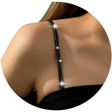QIUYIDP 2Pcs Rhinestone Shoulder Straps Jewelry Crystal Strap Chain Detachable Rhinestone Lingerie Chain Bridal Wedding Dress Bra Shoulder Chain Jewelry for Women
