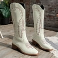 thumbnail image 6 of Mepaouo Cowboy Boots for Women Knee High Cowgirl Boots Embroidered Square Toe Slip on Retro Tall Boot, 6 of 8