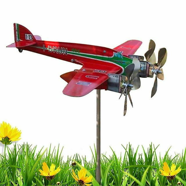 Jinsinto Piper Airplane Weathervane, Airplane Wind Spinner, Metal Weathervane Windmill, Airplane Weather Vane For Garden Roof