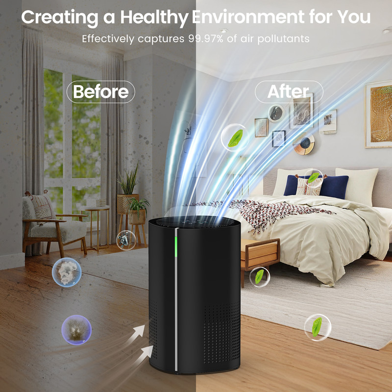 Edendirect 1655 Sq.ft. HEPA-True Console Air Purifier in Black,147 CFM,5 Speeds with Auto and Sleep Mode for Bedroom