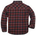 thumbnail image 2 of Coevals Club Men's Flannel Jacket Sherpa Lined Cotton Plaid Snap Button Up Quilted Long Sleeve Shirt Jacket Russet Brown Black 55 3X-Large, 2 of 7