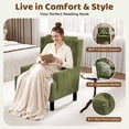 thumbnail image 4 of Aprafie Ergonomic Wingback Chair, 20.7" High Back Accent Chair with Ultra-Thick Cushion, Solid Wood Arms & Legs for Living Room, Bedroom, Reading Nook, Green, 4 of 7