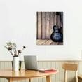 thumbnail image 2 of Creowell  Black and White Guitar Wall Art Wooden Background Canvas Paintings Vintage Music Home Decor  Posters Prints for Bedroom Living Room Framed Ready to Hang 16x20 in/12x16 in, 2 of 4