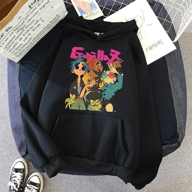 Sudadera con capucha con estampado de Gorillaz para hombre y mujer, sudaderas con capucha de Rap de Hip Hop, abrigos Unisex, ropa Punk de Anime xuanjing unisex