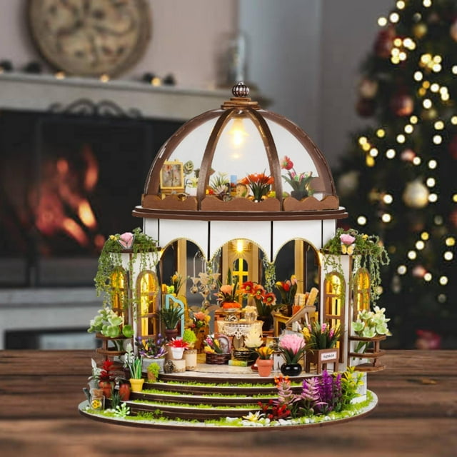 Casa de muñecas en miniatura para hacer tú mismo, kits de minicasas, objetos de colección, luz incorporada, rompecabezas de madera 3D para regalo fami Instrucción en ruso