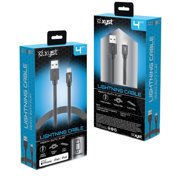 XYST Charge and Sync USB to Lightning Flat Cable, 4 Ft., Black