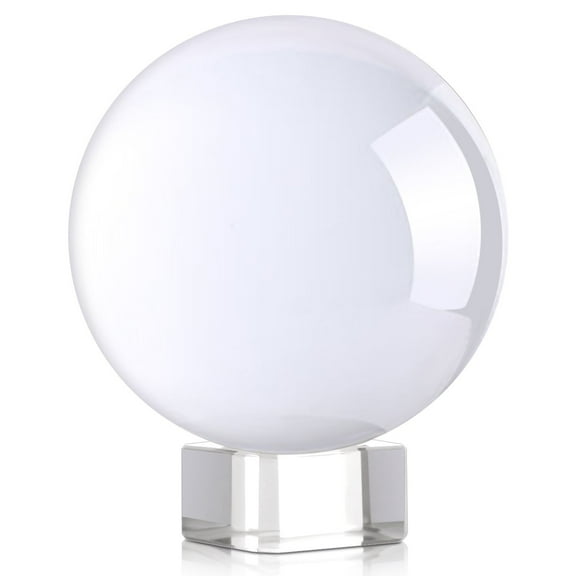 AUQ  Clear Meditation K9 Crystal Ball 3.25 inch (80mm) for Photography, Lensball With Free Stand