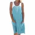 thumbnail image 1 of Vestido informal de verano para mujer, sin mangas, hasta la rodilla, plisado, con estampado de bolsillo Pompotops ghjkhdj3690, 1 of 8