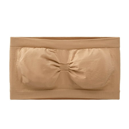 

Lovskoo Women Wireless Bra Nude Tube Solid Brassiere Yoga Comfortable Bandeau Beige