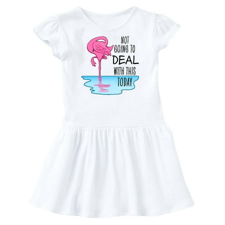 

Inktastic Not Going to Deal with This Today- sleeping flamingo Gift Toddler Girl Dress