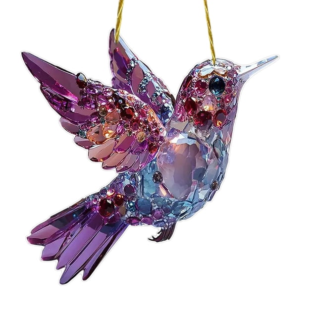 Adorno Artístico Sky Stained Adornos Navideños 2D Con Alas Dobles Suncatcher Diseño De Pájaros