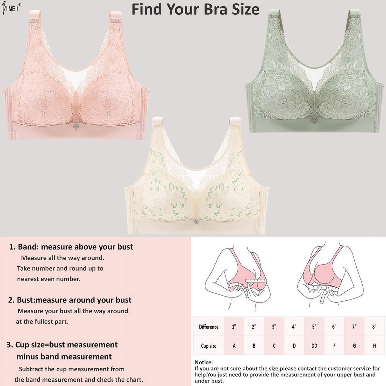 BIMEI Women Mastectomy Bra Breast Prosthesis with Pockets Wirefree Comfort Everyday Bra 2425,Pink,36B/C/D/E