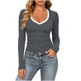 thumbnail image 3 of yillto Womens Tops Fall Fashion Basic Long Sleeve Scoop Neck Going out Stretchy Slim Tees T Shirts, 3 of 7