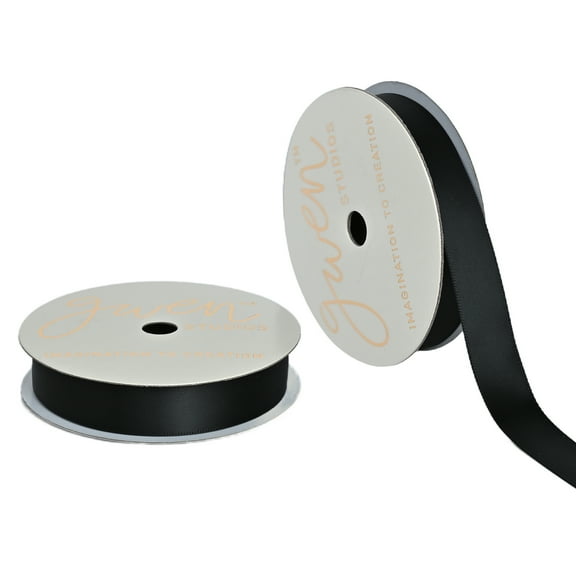 Gwen Studios 5/8" Black Satin Ribbon, 7 Yards