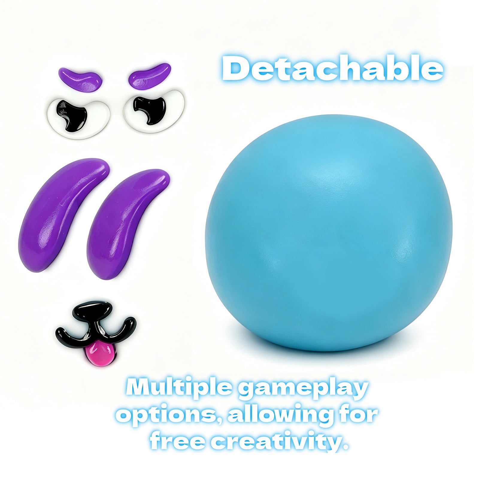 Smushers Squeeze Toys, Novelty Smush Face Squeeze Toys, Durable Removable Facial Expressions for Birthdays and Get-Togethers, Cute & Expressive Design (Blue)