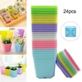 thumbnail image 2 of 24Pcs Plastic Multicolor Mini Green Plants Flowerpot with Tray Garden Home Decor, 2 of 10