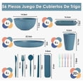 thumbnail image 2 of Juego De Vajilla De Paja De Trigo 56 Piezas Reutilizable Modelo Azul, 2 of 4