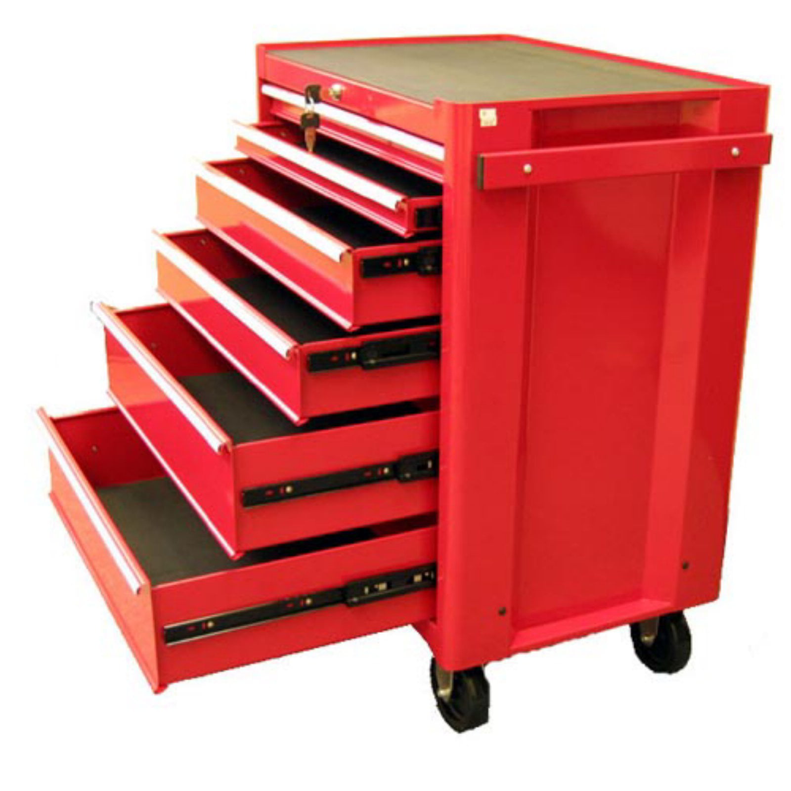 Toolbox Rollcab 6 Drawer with Ball Bearing Slides Red Grey 128pce TOOLKIT
