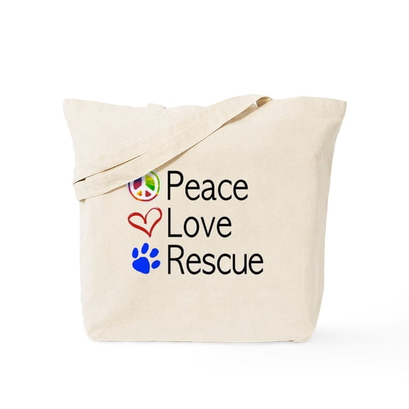 CafePress - Peace Love Rescue Tote Bag - Unisex Canvas Tote Bag, Beige, 1-Piece