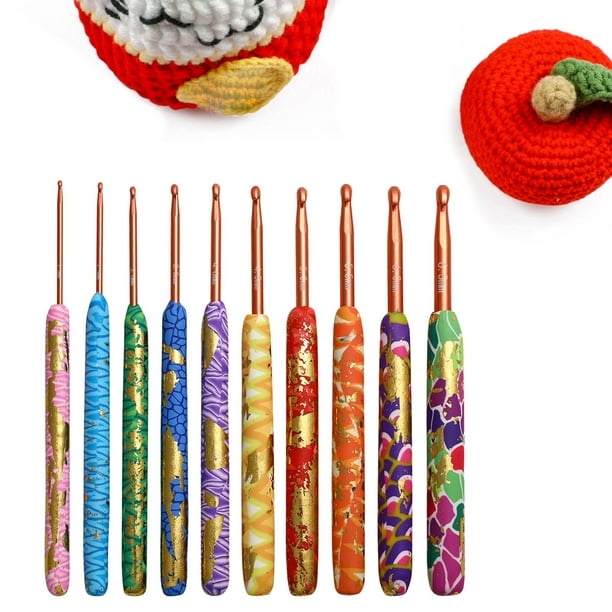 10pcs Crochet Hooks Set Large Ergonomic Handles Aluminum Crochet Hooks for  Beginners Smooth Knitting Mother's Day Gift 