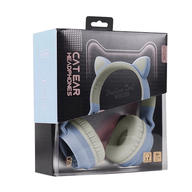LED Auriculares con cancelación de ruido de oído lindo Auriculares Bluetooth 5.0 de 3,5 mm con micrófono Yuarrent EL4100-03B
