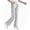 Grey, variant on Girls School Uniform Flare Pants, Kids Solid Color Bootcut Casual Trousers Half Elastic Waist band, Mock Fly, Belt Loops and Side Pocket for School Uniforms and Everyday Wear